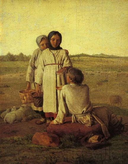 Alexey Gavrilovich Venetsianov oemu e none Norge oil painting art